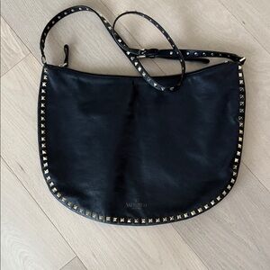Valentino Black Shoulder Bag with Gold Studs